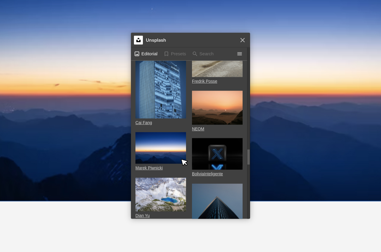 Unsplash editorial feed