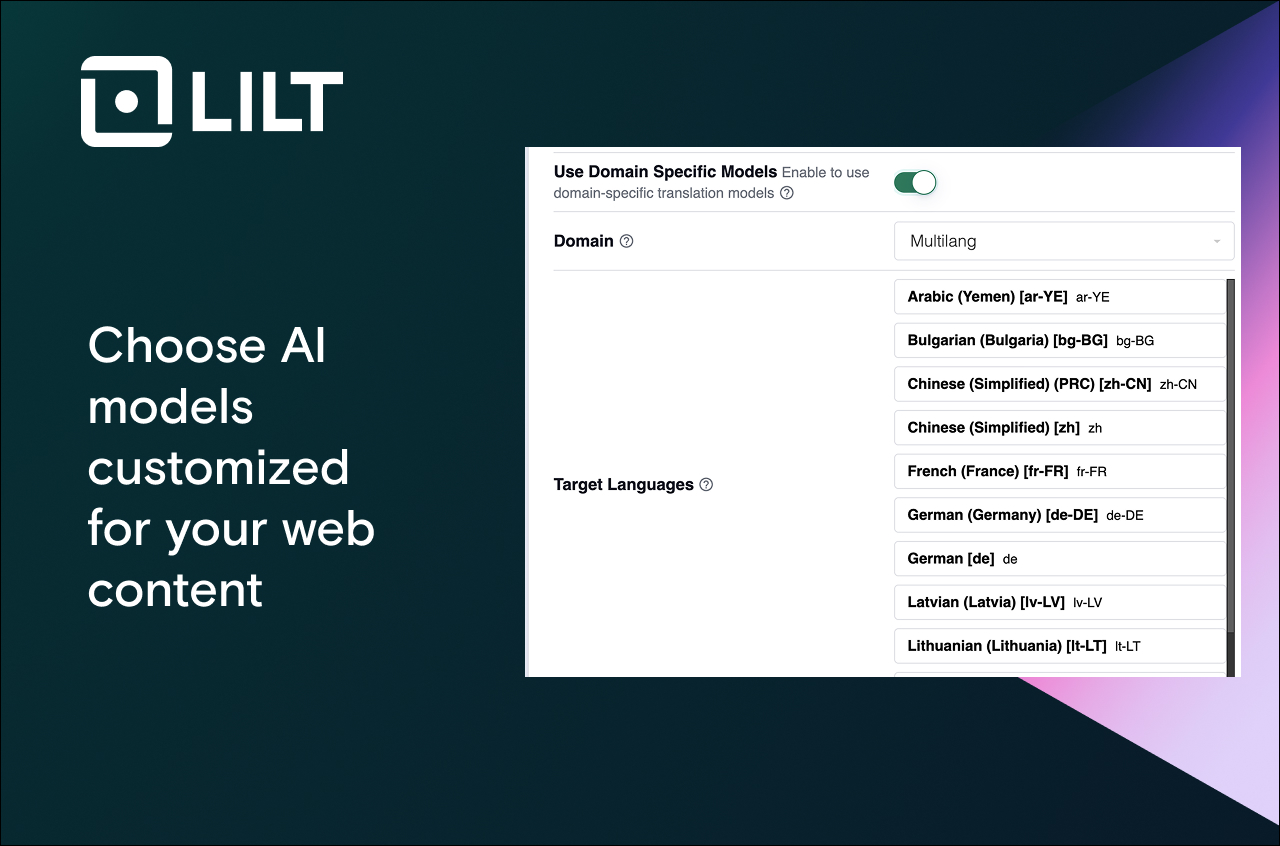 Choose AI models customized for your web content