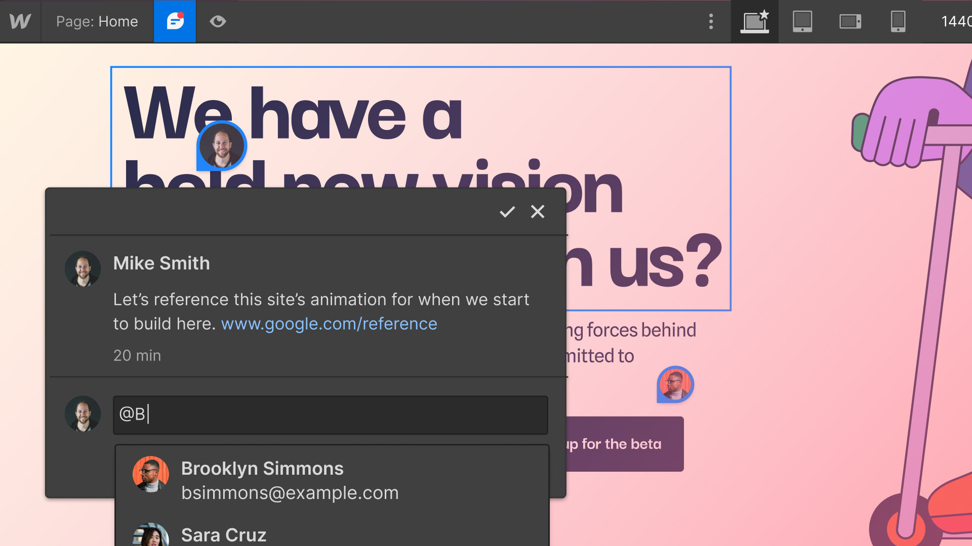 Centralize feedback with commenting in the Designer