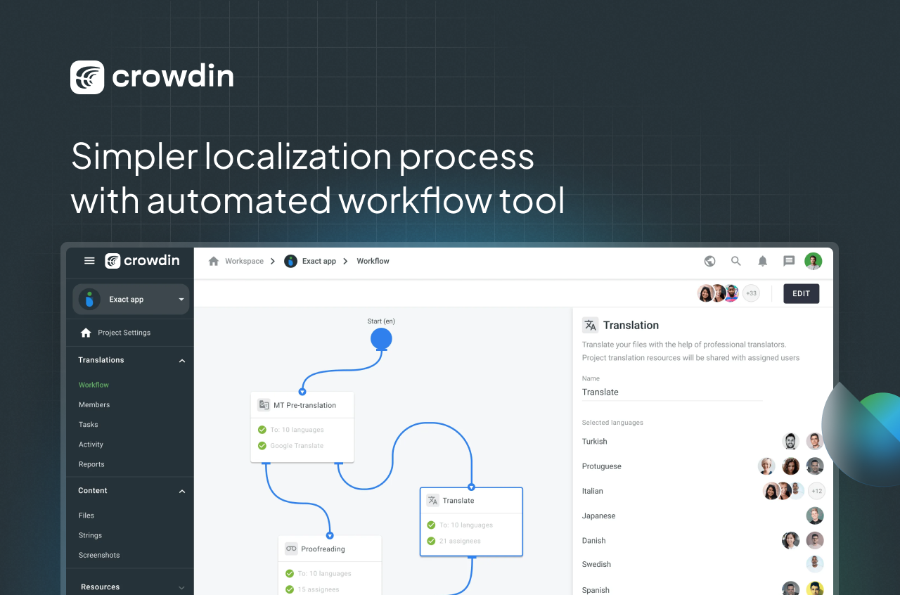 Automated localization process with the workflow tool