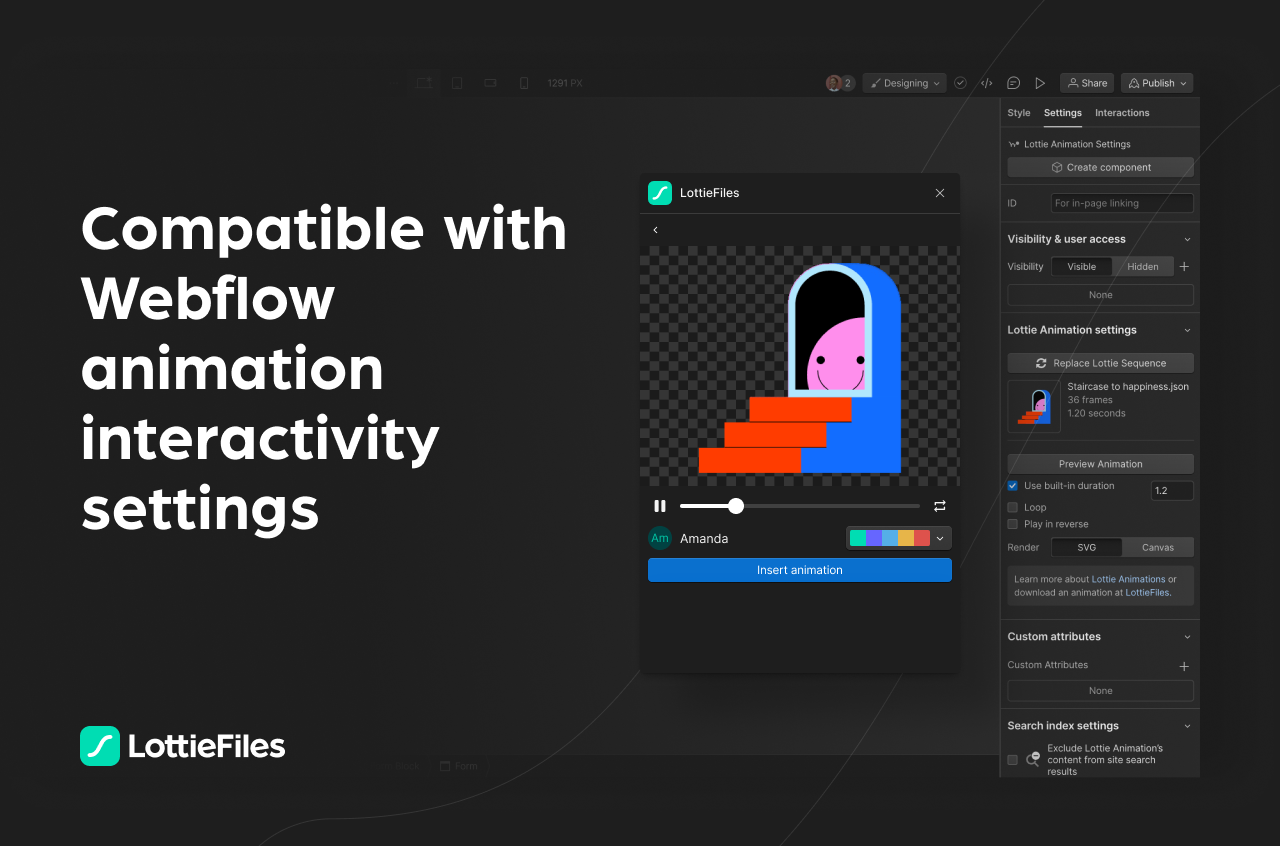 Compatible with Webflow animation interactivity settings