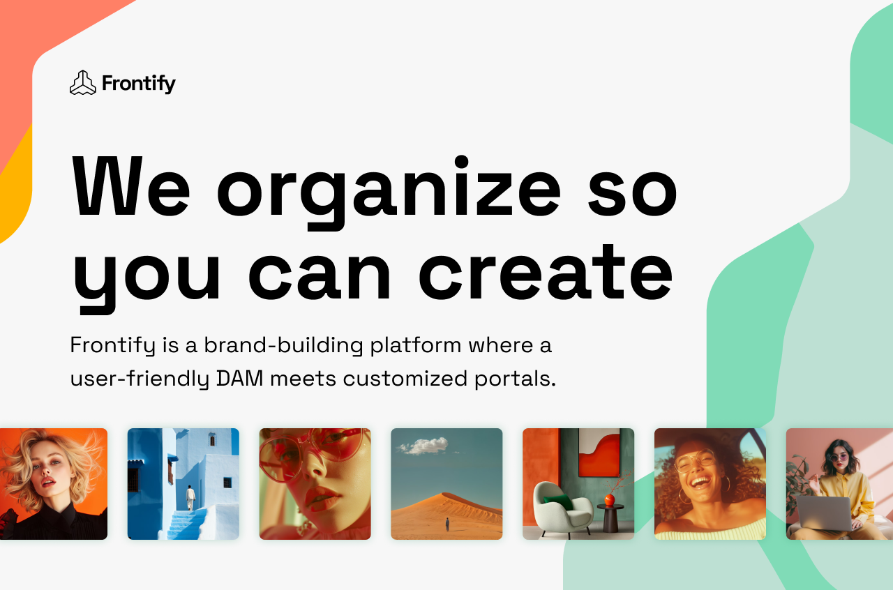 Introducing Frontify App, a user friendly DAM featured in an arrange of image assets