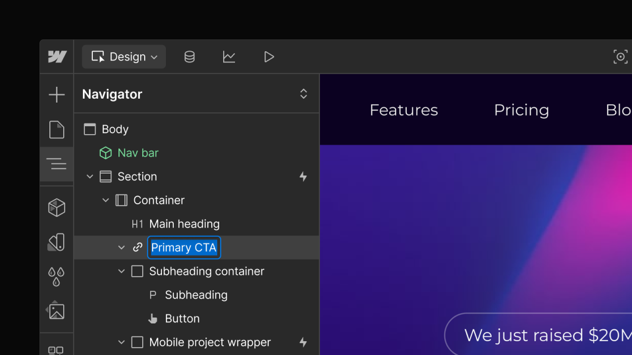 Rename elements and component instances